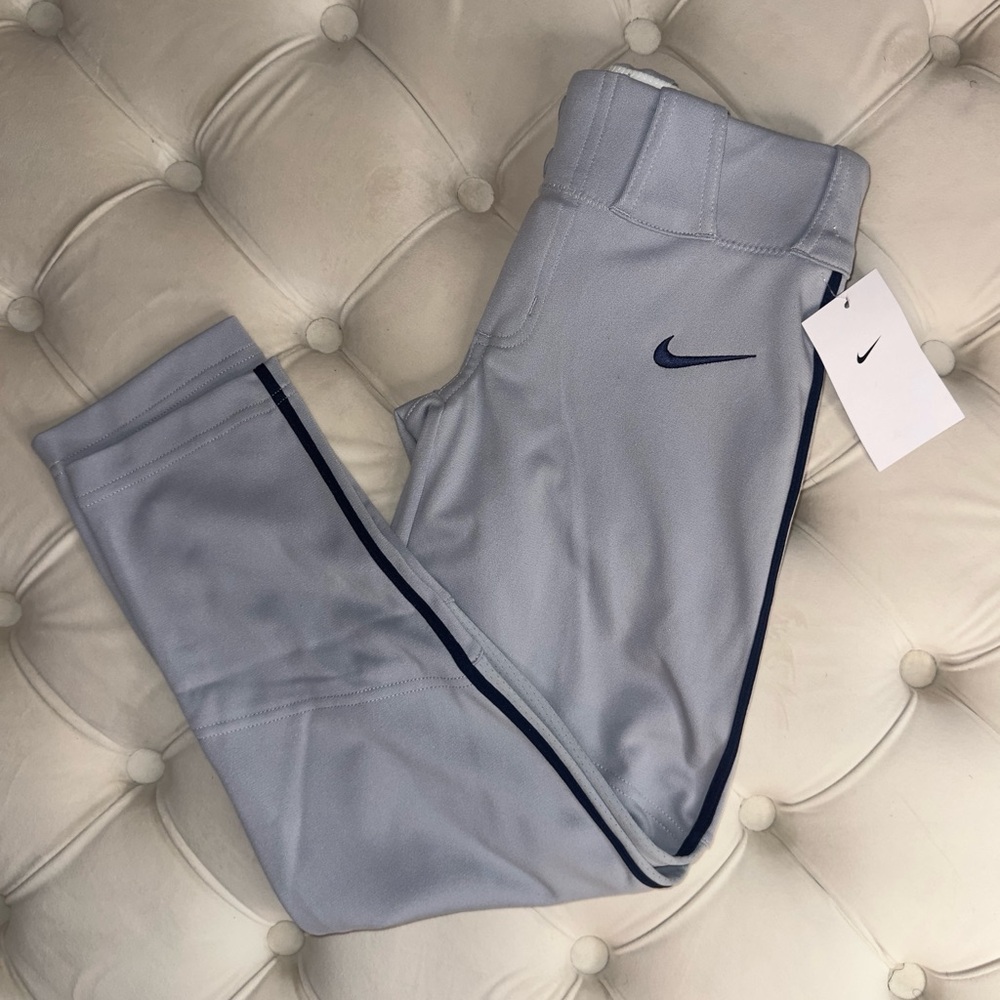 Nike Vapor Select Piped Youth Baseball Pants Gray/Navy- Kids Size Small (Unisex)